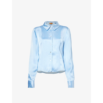 Shop Stine Goya Women's Winter Sky Shane Long-sleeved Satin Shirt