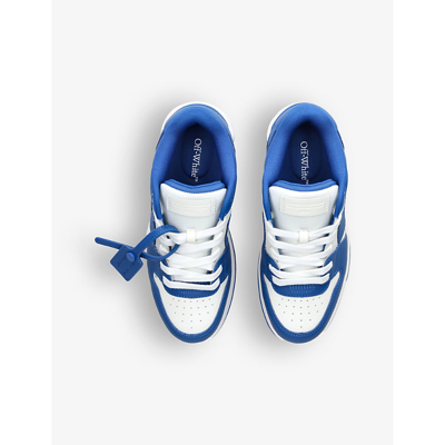 Shop Off-white C/o Virgil Abloh Boys Blue Other Kids Out Of Office Arrow-embroidered Leather Low-top Trai