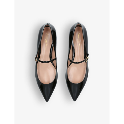 Shop Gianvito Rossi Women's Black Vernice Buckle-embellished Patent-leather Pumps