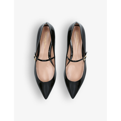 Gianvito Rossi Pointed-toe Buckle-strap Ballerina Shoes In Schwarz