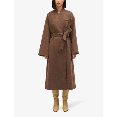 Shop Claudie Pierlot Womens Bruns Oversized Extra Wide-sleeve Felted-wool Coat