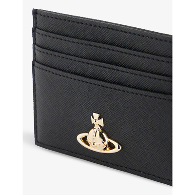 Shop Vivienne Westwood Black Logo-plaque Leather Card Holder