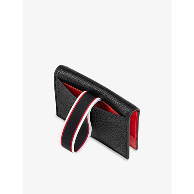 Shop Christian Louboutin Black F.a.v. Brand-band Grained-leather Card Holder