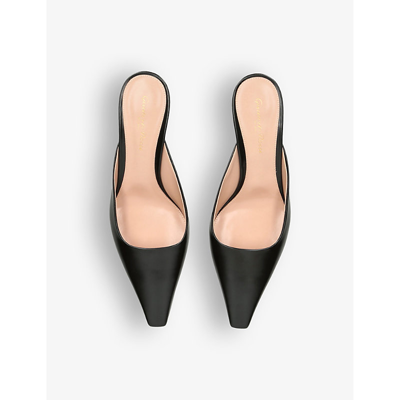 Shop Gianvito Rossi Women's Black Tokio Pointed-toe Leather Heeled Mules