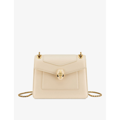 Shop Bvlgari Serpenti Forever Leather Cross-body Bag In Ivory