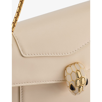 Shop Bvlgari Serpenti Forever Leather Cross-body Bag In Ivory
