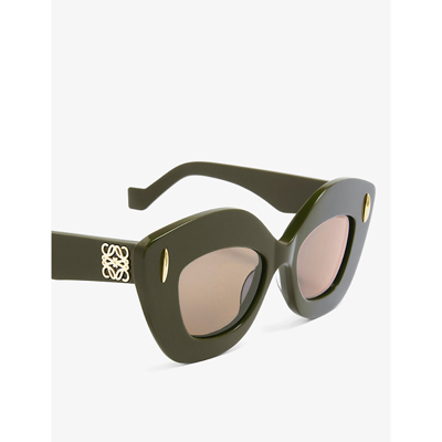 Shop Loewe Women's Shiny Khaki G736sunx02 Retro-screen Acetate Sunglasses