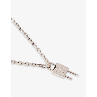 Shop Givenchy Mini Padlock Brass Necklace In Silvery