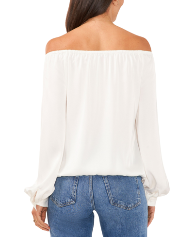 Shop Vince Camuto Women's Off-the-shoulder Tie-hem Blouse In New Ivory