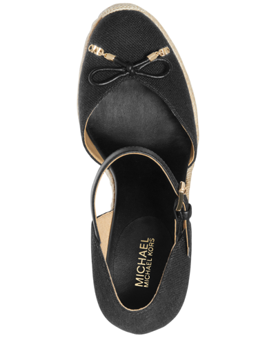 Shop Michael Kors Michael  Women's Nori Espadrille Platform Wedge Sandals In Black