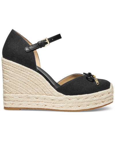 Shop Michael Kors Michael  Women's Nori Espadrille Platform Wedge Sandals In Black