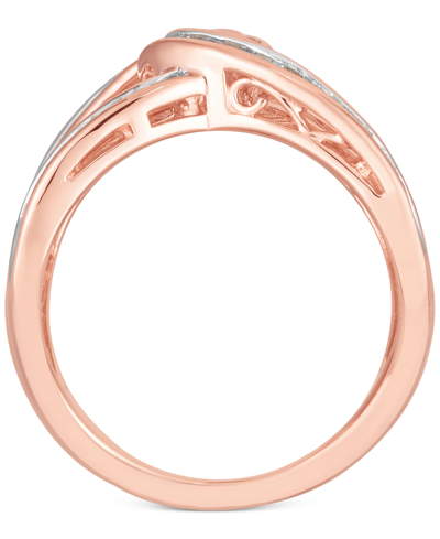 Shop Macy's Diamond Baguette Interwoven Statement Ring (1 Ct. T.w.) In Rose Gold-plated Sterling Silver (also Av In Yellow Gold,silver