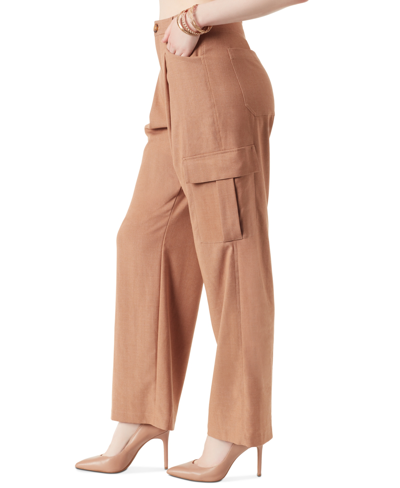 Shop Jessica Simpson Women's Jenna Pleated-waist Cargo Pants In Brownie