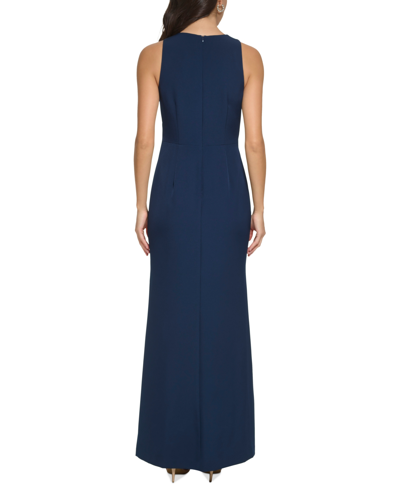 Shop Eliza J Women's V-neck Cascading-ruffle Side-slit Gown In Cobalt