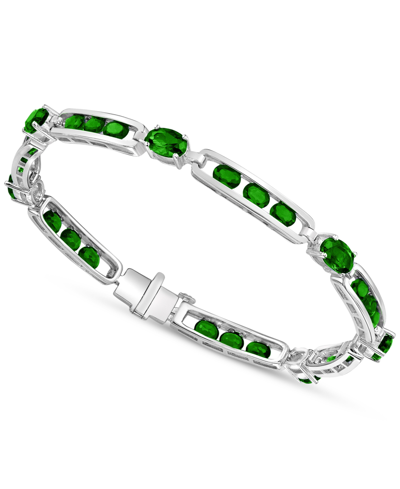 Shop Macy's Synthetic Emerald Statement Bracelet In Sterling Silver