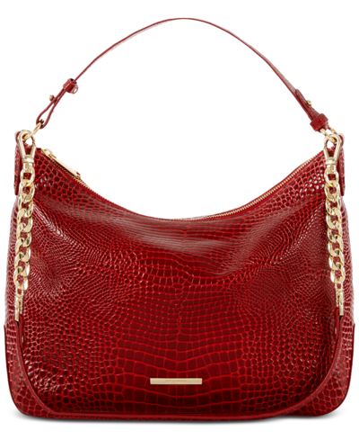 Shop Brahmin Heather Glissandro Embossed Leather Shoulder Bag In Red