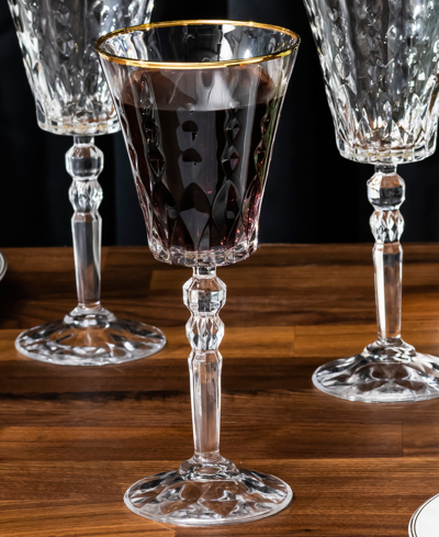 Lorren Home Trends Marilyn Gold-tone Red Wine Goblets, Set Of 4 In Gold