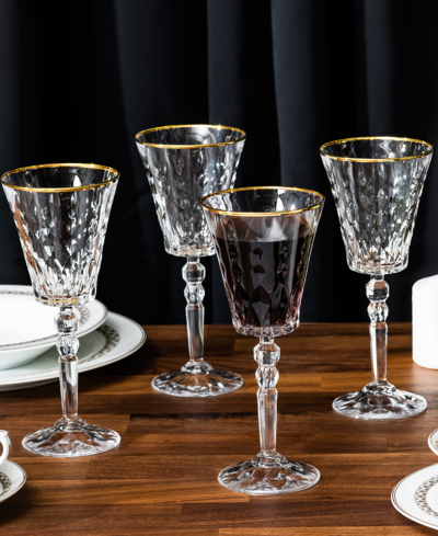 Lorren Home Trends Marilyn Gold-tone Red Wine Goblets, Set Of 4 In Gold