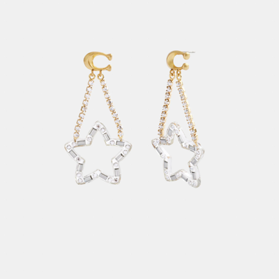 Shop Coach Outlet Signature Star Statement Earrings In Yellow