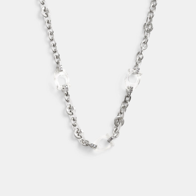 Shop Coach Outlet Signature Lucite Link Necklace In Grey