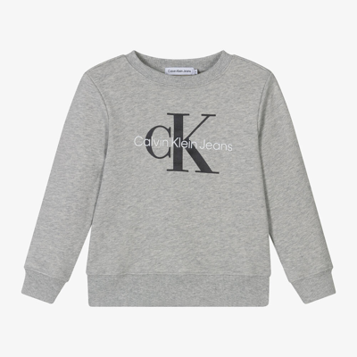 Shop Calvin Klein Grey Marl Ck Cotton Sweatshirt