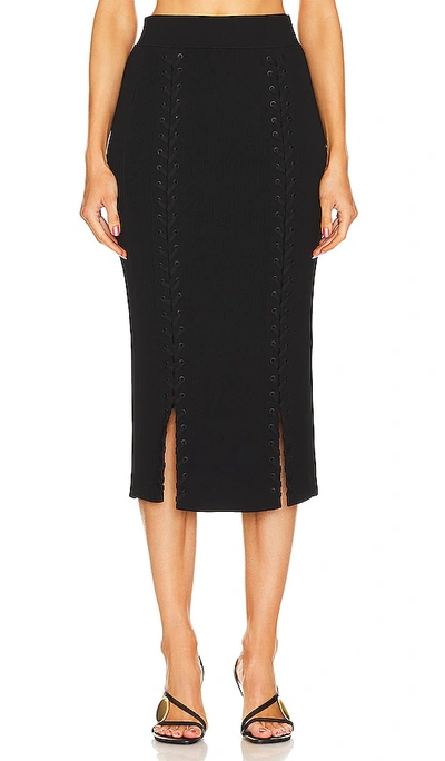 Simkhai Helix Lace-up Midi Skirt In Black