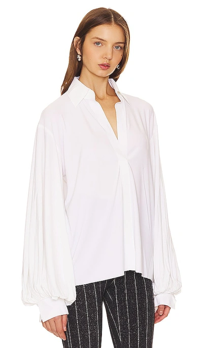 Shop Norma Kamali Full Sleeve Shirt With Collar In Snow White