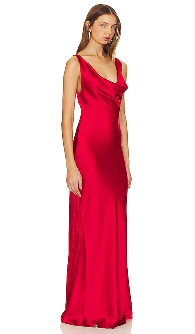 Norma Kamali Maria Satin Gown In Tiger Red