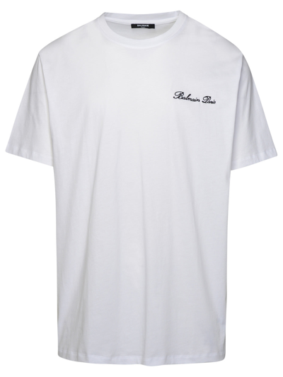 Shop Balmain Man  White Cotton T-shirt