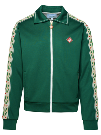 Shop Casablanca 'laurel' Green Cotton Blend Sweatshirt Man