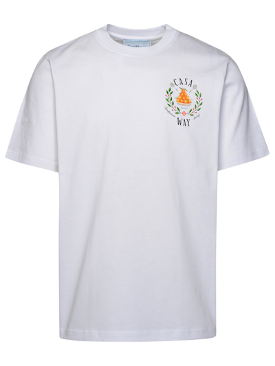 Shop Casablanca Man  'casa Way' White Organic Cotton T-shirt