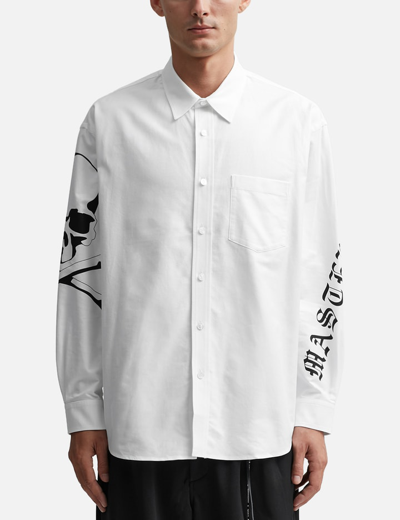 Shop Mastermind Japan Cotton Long Sleeve Shirt In White