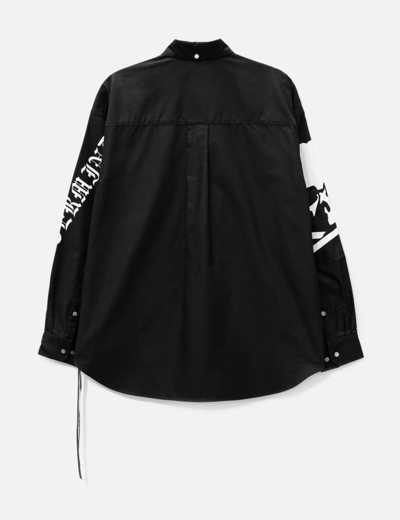 Shop Mastermind Japan Loose Fit Cotton Long Sleeve Shirt In Black