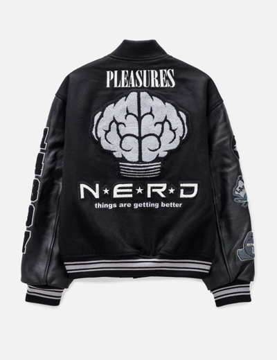 Shop Pleasures Nerd Varsity Jacket In Black