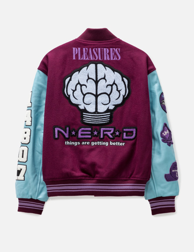 Shop Pleasures Nerd Varsity Jacket In Purple