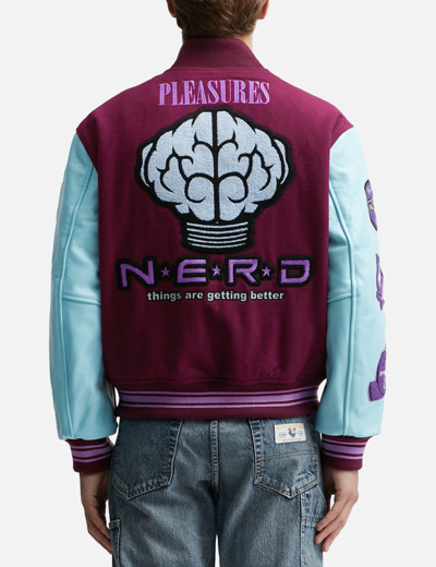 Shop Pleasures Nerd Varsity Jacket In Purple