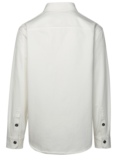 Shop Versace Man  Denim Shirt In White Cotton