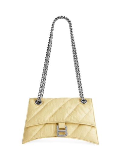 Shop Balenciaga Women's Crush Quilted Small Chain Bag In Light Yellow