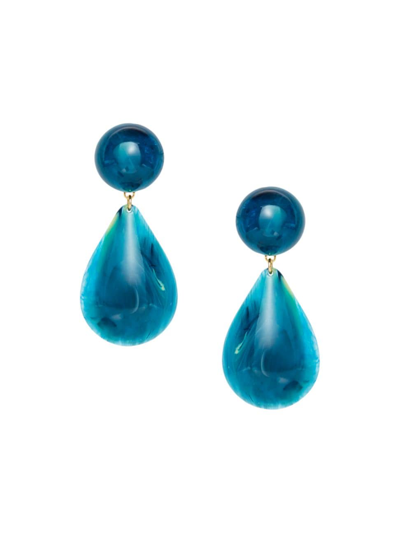 Shop Lele Sadoughi Women's Small Goldtone & Acetate Dome Teardrop Earrings In Ocean Blue