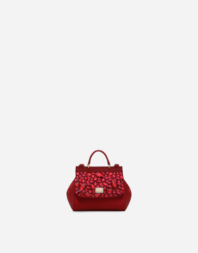 Dolce & Gabbana Satin Mini Sicily Handbag In レッド