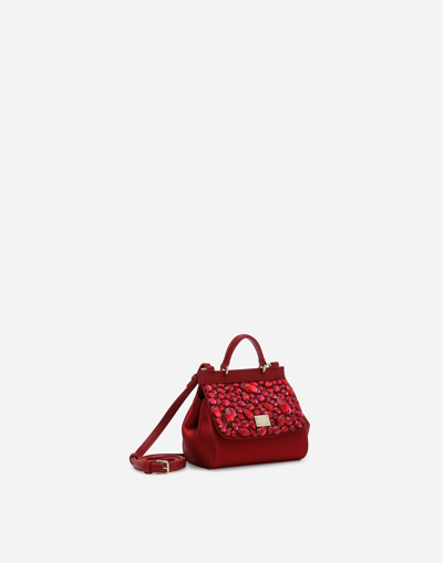 Dolce & Gabbana Satin Mini Sicily Handbag In レッド