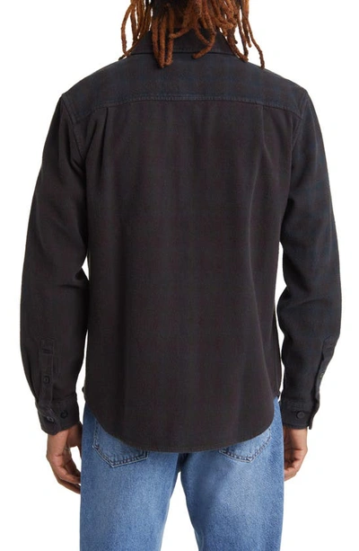 Shop Dark Seas Lester Cotton Flannel Shirt In Charcoal