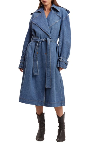 Shop Bardot Oversize Denim Trench Coat In Vintage