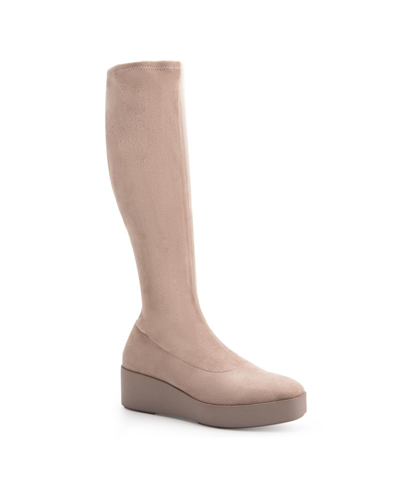 Shop Aerosoles Cecina Boot-casual Boot-tall-wedge In Trench Coat Faux Suede