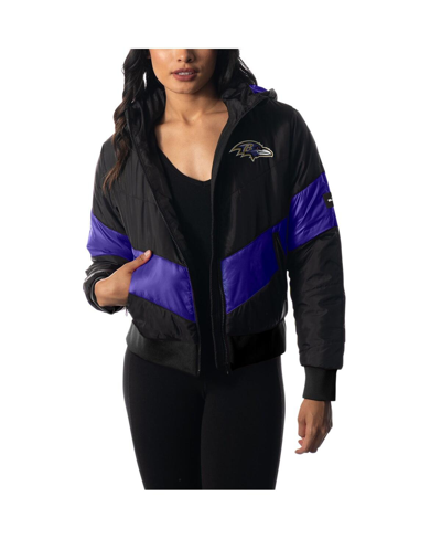 Shop The Wild Collective Women's  Black Baltimore Ravens Puffer Full-zip Hoodie Jacket