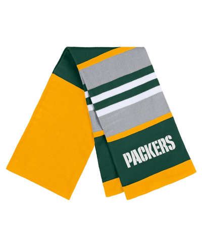 Wear By Erin Andrews Women's  Green Bay Packers Stripe Glove And Scarf Set In Yellow,green