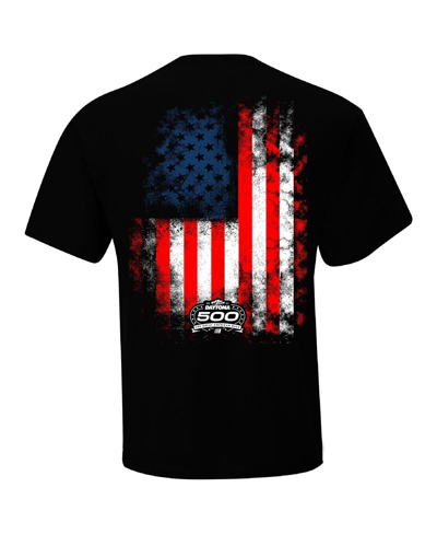 Shop Checkered Flag Sports Men's  Black 2024 Daytona 500 American Flag T-shirt