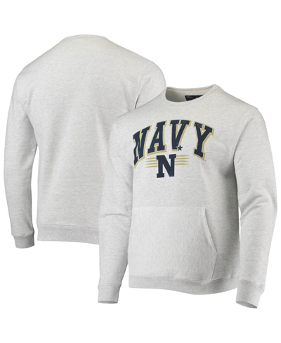 Shop League Collegiate Wear Men's  Heathered Gray Distressed Navy Midshipmen Upperclassman Pocket Pullover