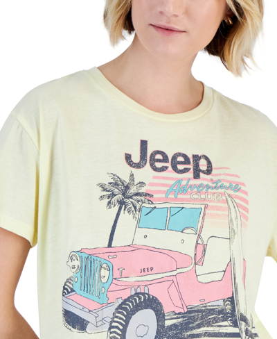 Shop Grayson Threads, The Label Juniors' Jeep Short-sleeve Graphic T-shirt In Yellow