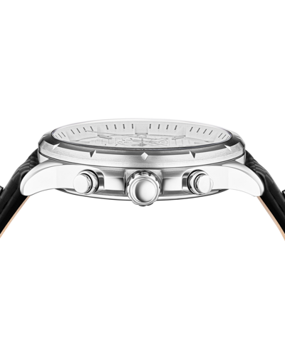 Shop Versus Men's Chrono Lion Modern Multifunction Black Leather Watch 45mm